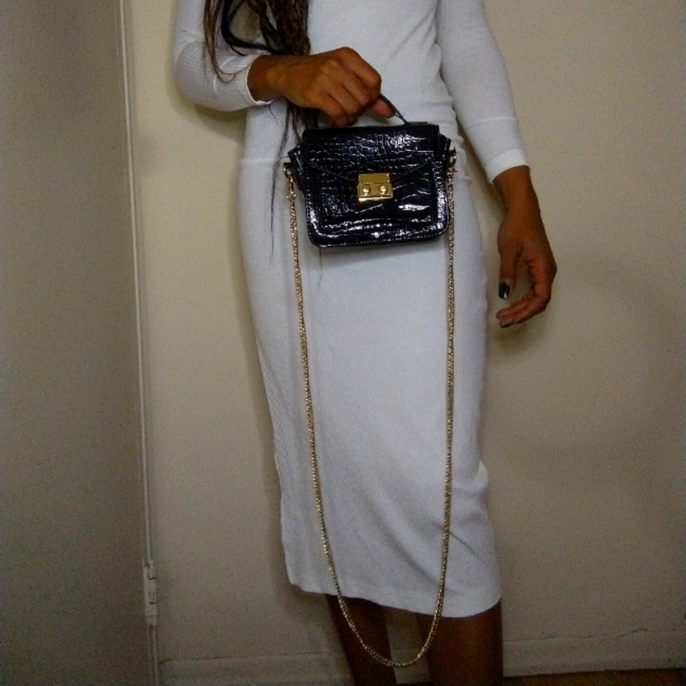 Black faux  Gator printed mini purse